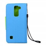 Wholesale LG Tribute 5 K7 Color Flip Leather Wallet Case with Strap (Blue Green)